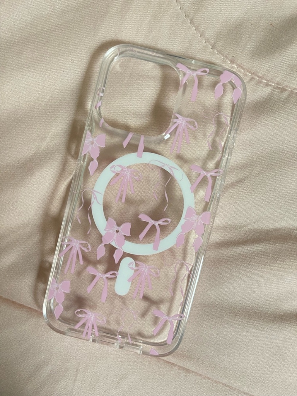 Clear Pink Bow MagSafe-Compatible Phone Case